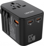 LENCENT universaalne reisimisadapter, GaN III 65W &uuml;lemaailmne laadija 1 USB ja 2 USB-C PD kiirlaadimisega, rahvusvaheline reisimisadapter telefonidele, s&uuml;learvutitele, t&uuml;&uuml;p A/C/G/I (USA/UK/EL/AUS) pistikupesale
