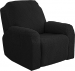 ZYHBBGXFC-XM Liege-Schonbezug, 4/6/8-teiliges Set, Stretch-Sofabezug mit Seitentasche, weicher, Dicker, waschbarer M&ouml;belschutz for Wohnzimmer(Black,3 Seats)