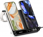 SwanScout laadimisjaam Pixel Watch 3/2/Fitbit Versa 4/3/Sense 2 (mitte Pixel Watch 4/1 jaoks), topelt induktiivne laadimisjaam Google 9 Pro Fold/9 Pro XL/9 Pro/9a/9/8/7/Buds, SwanScout 710G2