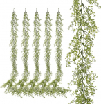 6 lehega garland, 1,7 m kunstlik taimede garland, roheline, Ivy kunstlik pulm, r&otilde;du, terrassid, tuba, seinakaunistus, aiakaunistus, lauakaunistus, siseruumides/v&auml;ljakul - 039