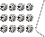 sourcing map 12 Pcs Screw Neck Set 8mm Bore Stainless Steel Shank Collars 14mm OD 7mm Width Landing Gear Stoppers Wheel Collar with Hex Wrench