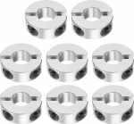 sourcing map Double Split Shank Collar 12mm Bore Two Piece Clamp Collar 30mm OD 10mm Thickness Aluminum Alloy Screw Split Ring 8pcs