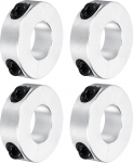 sourcing map Shaft Sleeve 0.79 Inch Bore Double Split Aluminium Clamp Collar Shaft Sleeves with Set Screw Pack of 4