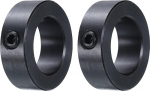 QUARKZMAN Set of 2 Screw Terminals 1-1/4 Inch Bore Carbon Steel 2 Inch OD 11/16 Inch Wide Axle Clamp for Linear Rod Shaft Guide, Black Coated
