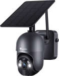 Ctronics 2K 3MP Outdoor Surveillance Camera Battery 355&deg;/95&deg; Swivelling with Solar Panel, Wireless PTZ WLAN IP Camera Outdoor, PIR and Radar Detection, Coloured Night Vision with Spotlight, 2-Way