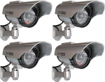 4 x Security Cameras Solar Dummy Outdoor Cameras Dummy Camera Dummy Camera with Lens and Blinkled Video Surveillance Goods Security