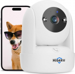 Hiseeu 2K Indoor Outdoor Security Camera with 2.4G Wi-Fi, 360&deg; View, CCTV Camera for Baby, Pet, Human Detection, Animal AI Tracking for Cloud, Real-time Alarm