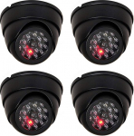 O&W Security 4x Dummy Camera Dummy Cameras with Lens and Flashing LED Video Surveillance Goods Security for Indoor and Outdoor Use