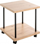 HAKU M&ouml;bel Side Table on Wheels Oak Black Light Oak MDF Metal Dimensions W 40 x H 45 x D 40 cm Style: Modern