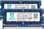 8GB komplekt (2x4GB) DDR3 1333MHz PC3 10600S 4GB SODIMM 204-Pin Non-ECC 1.5V CL9 2Rx8 Dual Rank s&uuml;learvuti m&auml;lu