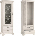 Furniture24 Kashmir KSMV73 Standing Display Cabinet with 1 Door and 2 Drawers (Pine White, Without Lighting)