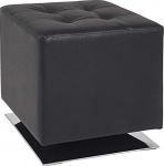Pouf carr&eacute; 40 cm noir et chrom&eacute;