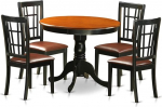 East West Furniture ANNI5-BLK-LC 5-osaline s&ouml;&ouml;gikomplekt neljale - &uuml;mmargune k&ouml;&ouml;gilaud koos alusega ja 4 kunstnahast s&ouml;&ouml;gitooli, 36" x 36", must ja