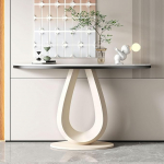 Akzent Moon konsool sissep&auml;&auml;sualale paksendatud t&ouml;&ouml;pinnaga, metallist alusega sissep&auml;&auml;sulaud, diivan, esikusse laud (valge, 80 x 30 x 80 cm)