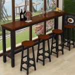 Moderner Bartisch aus Massivholz, industrielle H&ouml;he, Cocktailtisch f&uuml;r K&uuml;che, Esszimmer und Caf&eacute;s, Teakholz, schwarzes Finish, kein Hocker im Lieferumfang enthalten, vielseitige Konsole und Sofatisch