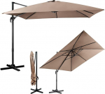 COSTWAY P&auml;ikesevari 300 x 300 cm Square, Cantilever P&auml;ikesevari kurvliga, aia vihmavarju kallutatav, 360&deg; p&ouml;&ouml;ramine, suur terrassivari, turuvari aedadesse, terrassidele, kohvikutele (pruun)
