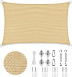 LOVE STORY Markiis 4 x 5 m Ristk&uuml;likukujuline liivane p&auml;ikesekaitse HDPE kangas, hingav, vett l&auml;bilaskev, 95% UV kaitse &otilde;uealale, terrassile, r&otilde;dule, aeda.