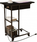 LIDYUK C-kujuline k&uuml;ljelaud koos laadimisjaamaga, kokkupandav k&uuml;ljelaud USB-pistikutega ja pistikupesadega, C-laud, diivanilaud koos hoiukambriga elutuppa, magamistuppa, must