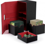 Weigudoc Magnetic Deck Box 200+ kaardile, PU nahast Flip Card Box &uuml;hilduv MTG TCG CCG kaartidega, 3 sektsiooni Trading Cards Card Box, Card Holder Box sisaldab 2 Premium Card Separators (must)