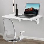 Schwimmende Wandmontagedropblatt -Klapptisch mit Regalhalterungen Faltbarer Laptopschreibtisch f&uuml;r das Lernen Schlafzimmer K&uuml;che Raumsparende Holzhangtisch (wei&szlig;)