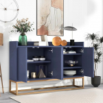 Sideboard 4 uksega hoiuruumiga, k&ouml;&ouml;gikapp koos t&ouml;&ouml;tasapinnaga, sahtlelaud, 120 x 30 x 80 cm, hoiukapp, buffetkapp s&ouml;&ouml;gituppa, elutuppa, k&ouml;&ouml;ki (sinine)