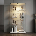 Klaasist vitriinkapp LED-iga, kollektsioonikapp 2 uksega, 4 riiulit, klaasist vitriinkapp seisev lukuga kollektsioonidele, raamatutele, veinile, kontorisse, elutuppa, 164 x 80 x 36,5 cm.