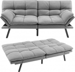COSTWAY Kokkupandav diivanvoodi, diivan magamisfunktsiooniga, muudetav diivanvoodi reguleeritava seljatoega, diivanvoodi suure lamamispinnaga 182 x 106,5 cm elutuppa