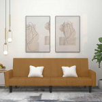 Schlafsofa 2-Sitzer mit Bettfunktion, Brauner Samtbezug, 220 cm, Klappbares G&auml;stebett f&uuml;r Wohnzimmer und kleine Wohnungen, Einfache Montage