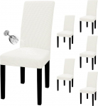 Easy-Going Parson Chair Covers 100% veekindel Stretch Jacquard eemaldatav pestav toolikaitsja kodu restorani bankett (suur, kreem) pakend 6-st.