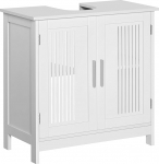 kleankin Vanity Unit for Bathroom, Vanity Unit, 2 soonestatud ust reguleeritava riiuliga, alumiiniumist k&auml;epidemed, ABM. 60 L x 30 L x 60 H cm, MDF valge