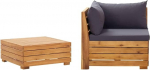 Garten Lounge Set mit Kissen, Gartentisch mit Hocker aus Massivholz Akazie, Das 2-TLG. Gartenm&ouml;bel Set aus Akazie bietet einen Gartentisch mit gepolsterten Kissen