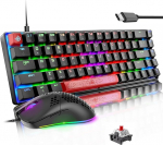Lexonelec MK14-65 Protsent Compact PC Mac m&auml;nguhiire ja klaviatuuri komplekt koos kaabliga RGB randmetugi t&uuml;&uuml;p C Gamer klaviatuurid Ergonoomiline 12000 DPI valgustus LED hiir - punane l&uuml;liti