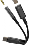 USB C auf 3,5 mm Kopfh&ouml;reranschluss-Adapter (2-in-1), AUX-Typ-C-Audio-Ladeger&auml;t, Splitterkabel, DAC-Konverter f&uuml;r Apple f&uuml;r iPhone 17, 16, 15 Pro Max, f&uuml;r iPad, kompatibel mit Samsung S25, S24, S23