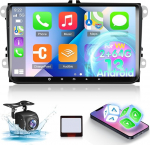 Autoradio VW Volkswagen Jetta Passat Seat Golf Tiguan Skoda Polo Beetle, 9-tolline puuteekraaniga juhtmevaba Carplay & Android autoraadio Bluetooth/EQ/GPS/WiFi/FM RDS raadioga