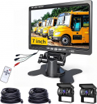 Hodozzy tagurduskaamera komplekt 7-tollise LCD-monitori ja kahekordse tagurduskaameraga, veekindel, &ouml;ise n&auml;gemisega, 2 kaamera kaabliga parkimisabi veoautole / haagisele / bussile / kaubikule / autole / p&otilde;llumajandusele / haagissuvilatele (12-24V)