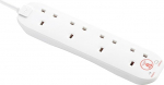Masterplug 2m 25 x 5.5 x 3cm 4 Way Surge Protected pikenduskaabel - valge