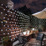Solar LED Light Net, veekindel 200 LED-i p&auml;ikesevalgustus, 3 x 2 m v&auml;litingimustes valgustuskardinad, 8 režiimi v&otilde;rguv&otilde;rk dekoratiivne valgus j&otilde;uludeks, aed, pidu, pulmad, magamistuba (valge)