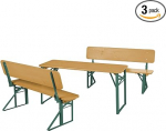 roba Outdoor Party Set lastele - FSC sertifitseeritud puidust laste istumiskomplekt koos seljatoega - 2 pinki + 1 laud - kokkupandav m&ouml;&ouml;bel alates 24 kuust - naturaalne/roheline