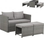 SVITA ATHINA 2-in-1 Outdoor Rattan Lounge R&otilde;du s&ouml;&ouml;gikomplekt Aiam&ouml;&ouml;blikomplekt Garden Lounge V&auml;ike r&otilde;dum&ouml;&ouml;bel Polyrattan Hall