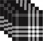 Stoff-Tischsets, waschbare Tischsets f&uuml;r Esstisch, 4er-Set,Schwarz Wei&szlig; Gitter Plaid Gitter Check Retro