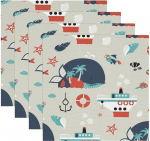 Kangast lauas&auml;&auml;red, pestavad lauas&auml;&auml;red s&ouml;&ouml;gilauale, 4 tk, Cartoon Sea Ocean Anchor Whale