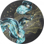 Tischset 4Er Set Abwaschbar, Rund mit Kunstmuster, schmutzabweisend Platzset Modern, Tischset f&uuml;r K&uuml;chen Zuhause Esszimmertisch Restaurant, 35x35cm (Mehrfarbig, Stil 2)
