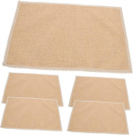 PartyKindom Pack of 6 Washable Place Mats Heat Resistant Place Mats for Dining Room Restaurant Kitchen Decorative Table Mats Oat Jute