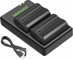 Neewer Black EN-EL15A akulaadija komplekt Nikon d850, d800, d750, d7500 ja teistele (2-pack, 2100mAh, Micro USB sisendiga laadija, mitmek&uuml;lgne laadimisv&otilde;imalus, 100% &uuml;hildub originaaliga)