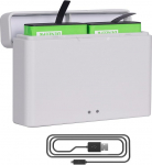 OSMO Action 5 Pro/4/3 akulaadija 2000 mAh asendusakud C-t&uuml;&uuml;pi USB kahe kanaliga LED laadija OSMO Action 5 Pro/OSMO Action 4/OSMO Action 3 kaamerale 2 tk.