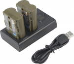 QIAO JIN LIN-QIAOJINLIN DSTE asendusaku (2-pakk) ja Smart LED Dual USB laadija &uuml;hildub Canon BP-511 BP511A BP-511A ja Canon EOS 10D, 20Da, 300D, 30D, 40D, 50D, D30, D60 kaameraga.