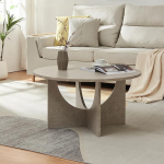 [en.casa] Lehmapruunist kohvilaud 80 x 42 cm &uuml;mmargune betoonist kohvilaud Valgus