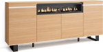 Skraut Home Sideboard, Highboard, kapp, Comode kapp, 200 x 87 x 35 cm, 4 ust, elektriline kamin, t&ouml;&ouml;stusdisain, kaasaegne stiil, pehme ja valge tammepuit.