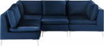 Beliani Evja Modular 4-kohaline nurgadiivan Velvet Fabric Blue Paremal k&uuml;ljel metallist jalad Modern