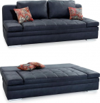 Funktsionaalne diivan k&uuml;lalisvoodiga ja voodikastiga W200/D100/H84 cm, reguleeritavad k&auml;etoed, lamamispind 148 x 200 cm, lainetugi, mikrokiudkate antiiknaha v&auml;limusega, antratsiitv&auml;rvi tikandiga / 15118